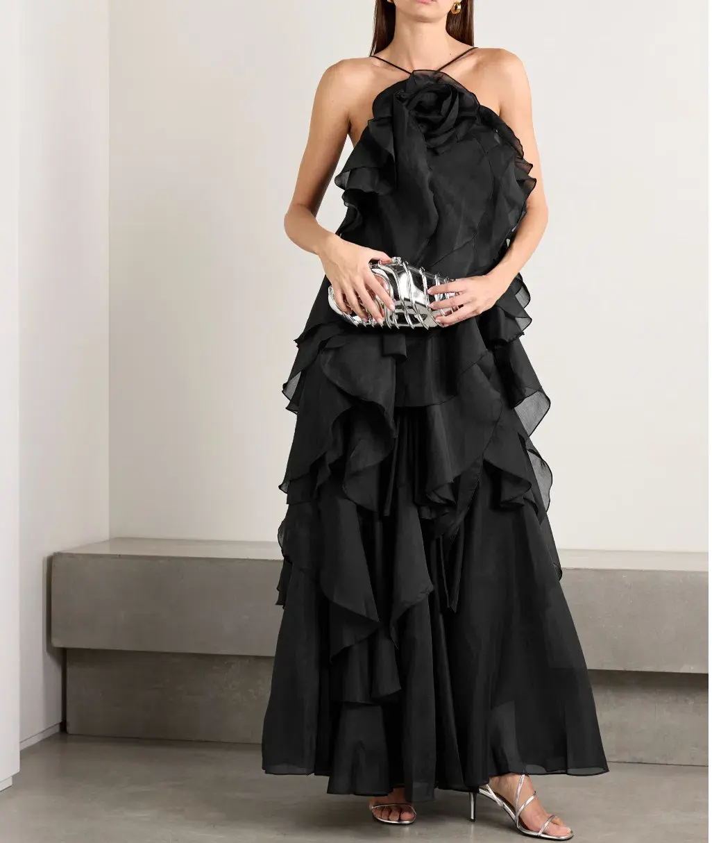 Aje Pandorea Layered Maxi Dress in Black Size 12 for rent on The Volte - main image
