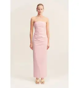 Shona Joy Lani Strapless Draped Maxi Dress Fairyfloss Size 10