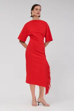 Suboo Carmen Batwing Fringe Maxi Dress Red Size AU 10 for rent on The Volte - image 2