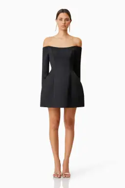Elliatt Vida Off The Shoulder Day Mini Dress Black Size AU 10 for rent on The Volte - image 4