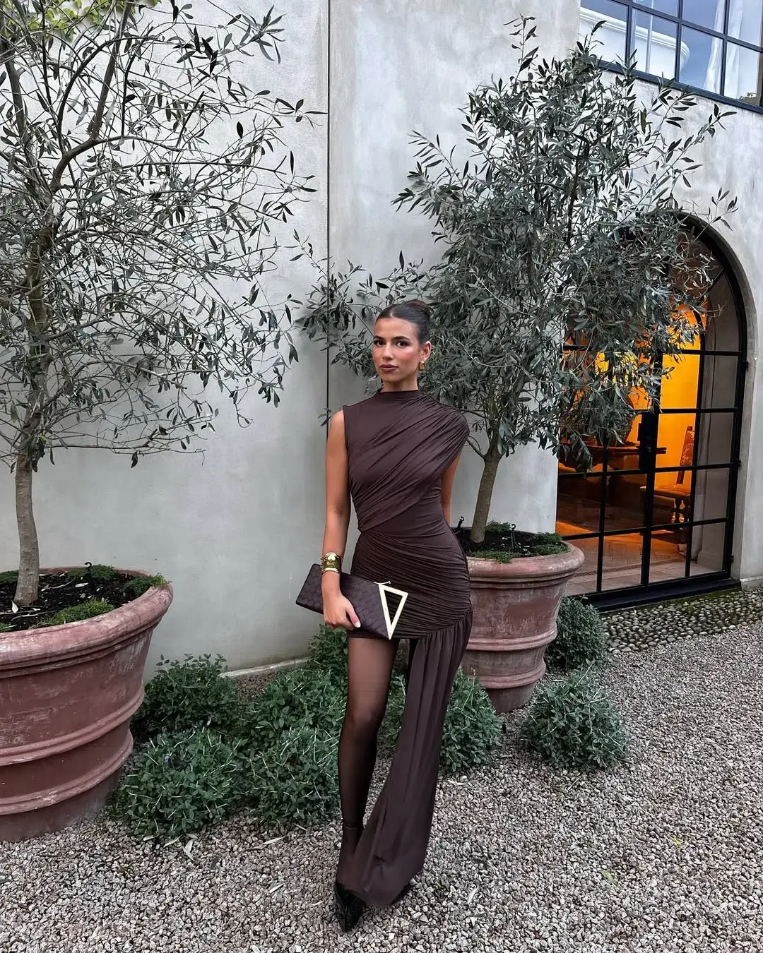 De La Vali Ravenna Min Chocolate Dress Size 6 for rent on The Volte - main image