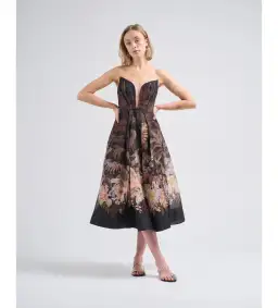 Zimmerman Illuminate Draped Mini Dress Black Tropical Size 1 / AU 10