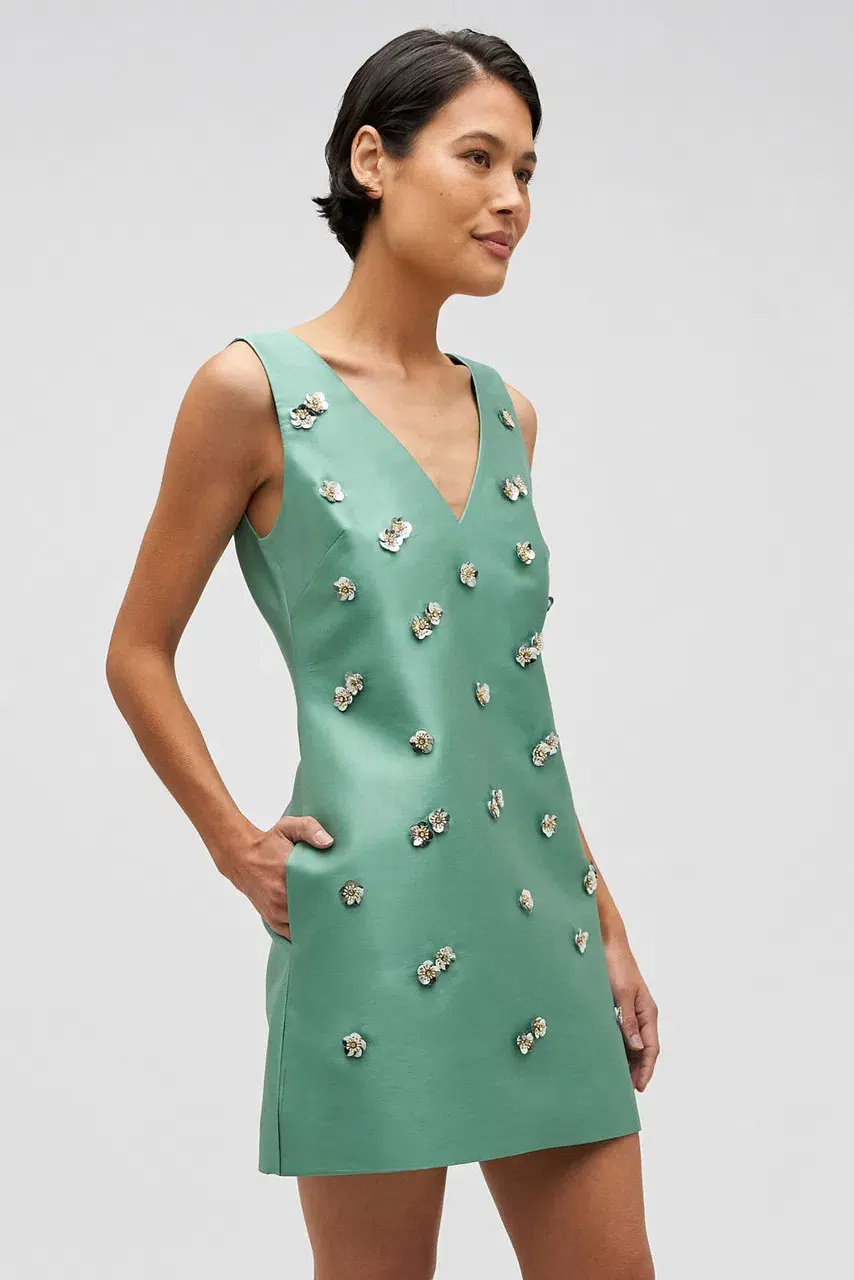 Oroton Embellished Shift Mint Leaf Dress Mini Size AU 12 for rent on The Volte - main image