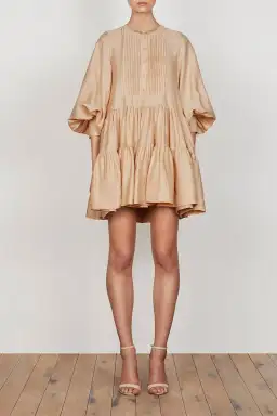 Shona Joy Savoye Linen Tuxedo Shirt Dress Biscuit Size10 for rent on The Volte - image 1