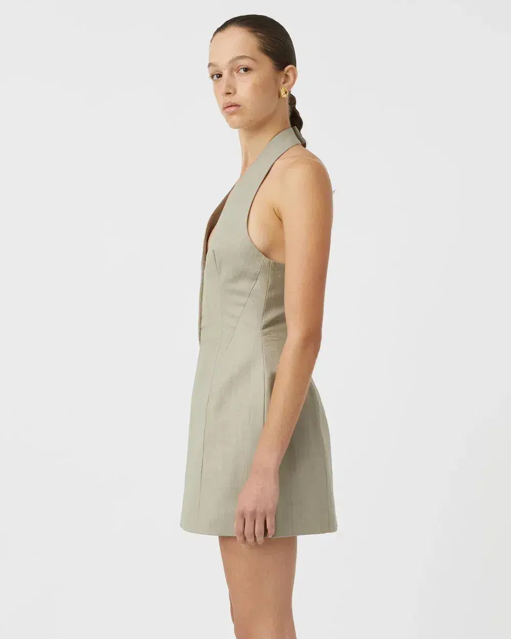 Camilla and Marc Pompidou Mini Dress Olive Marle Size 8 for rent on The Volte - main image