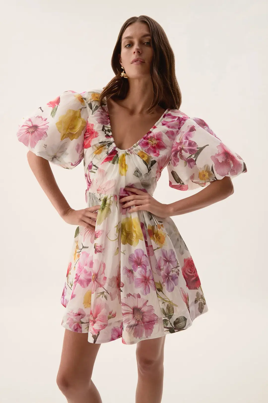 Aje Fleur Mini Dress Collage Floral Size AU 12 for rent on The Volte - main image