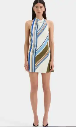 Sir Thistle Halter Mini Dress Blue Baiadera Size AU 10 for rent on The Volte - image 1