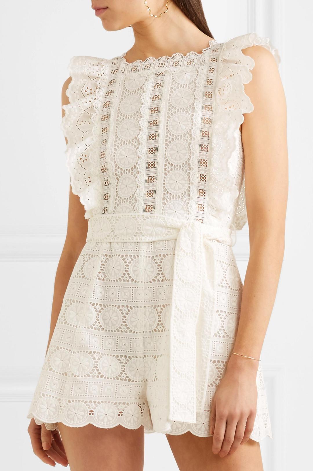 Zimmermann Kali Daisy Playsuit Ivory Size 1 / AU 8 for rent on The Volte - main image