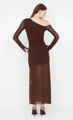 Bec & Bridge Fae Asym Long Sleeve Dress Cocoa Brown Size 12 for rent on The Volte - image 3