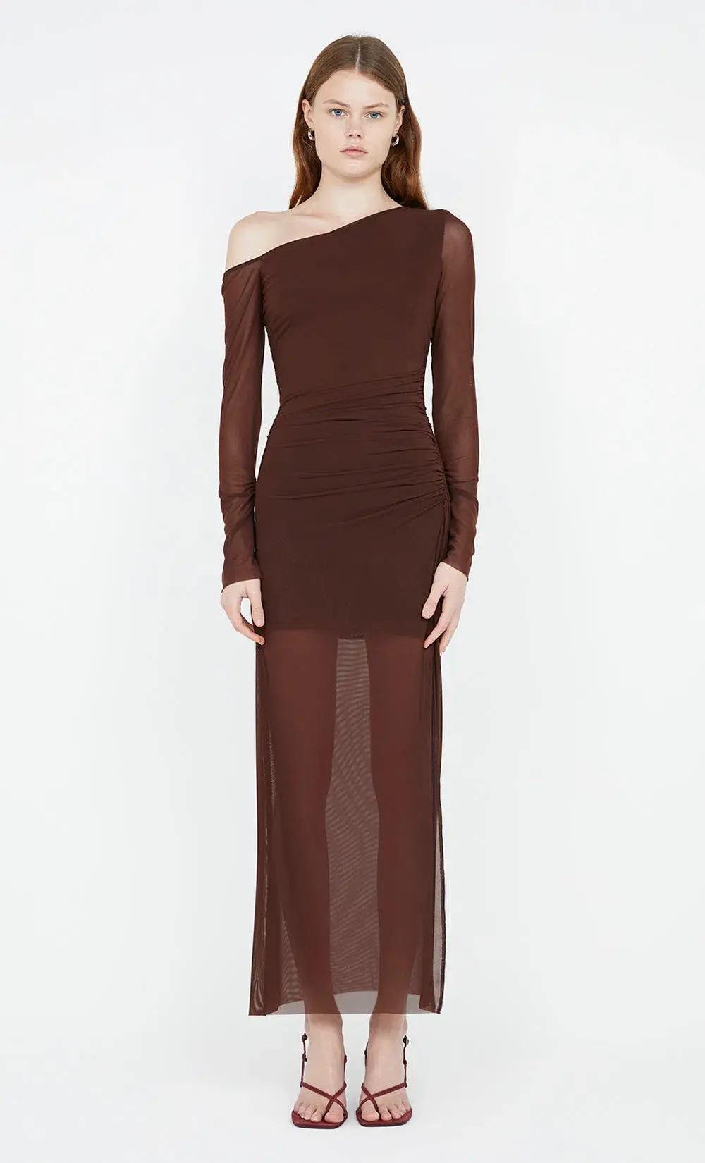 Bec & Bridge Fae Asym Long Sleeve Dress Cocoa Brown Size 12 for rent on The Volte - main image