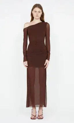 Bec & Bridge Fae Asym Long Sleeve Dress Cocoa Brown Size 12 for rent on The Volte - image 2