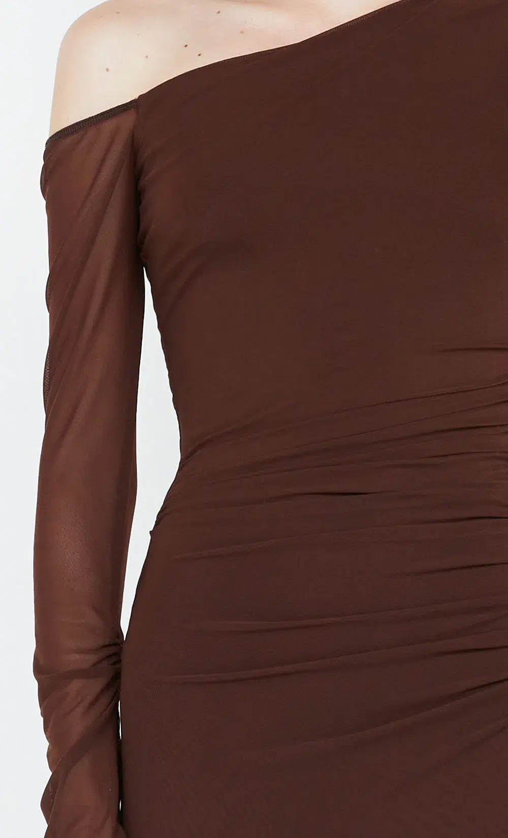 Bec & Bridge Fae Asym Long Sleeve Dress Cocoa Brown Size 12 for rent on The Volte - main image