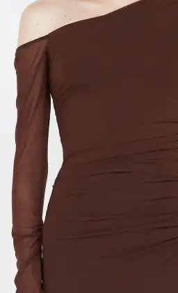 Bec & Bridge Fae Asym Long Sleeve Dress Cocoa Brown Size 12 for rent on The Volte - image 5