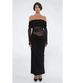 Benni Yasmin Off-Shoulder Maxi Dress Black Size AU 8 for rent on The Volte - image 1