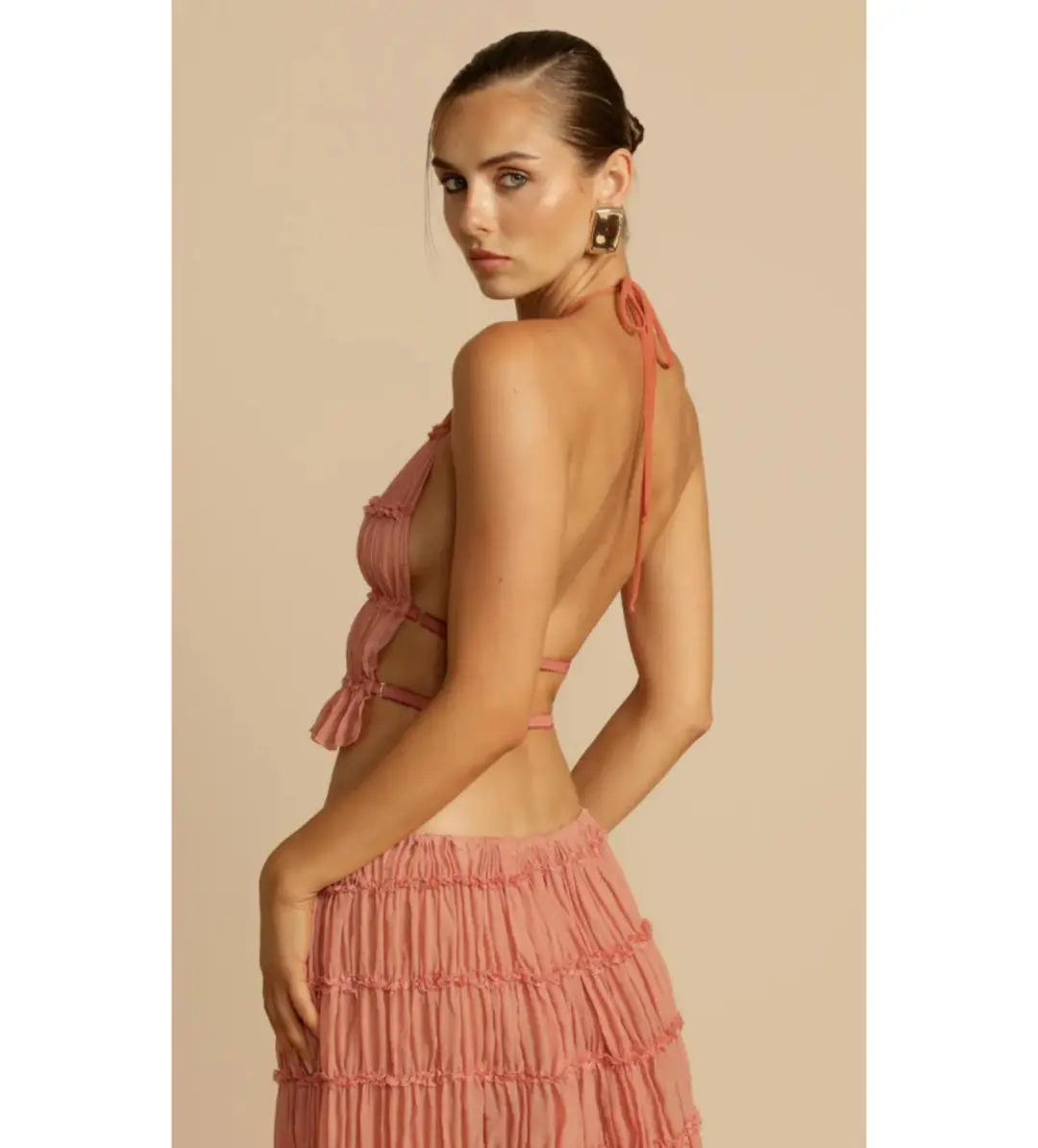 Arcina Ori Juliette Halter And Skirt Set Peach Size M / AU 10 for rent on The Volte - main image