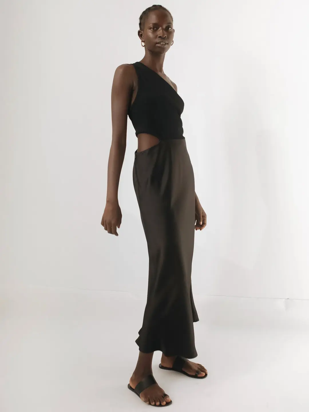 Christopher Esber Carmen Rib Bias Dress Black Size 6 for rent on The Volte - main image