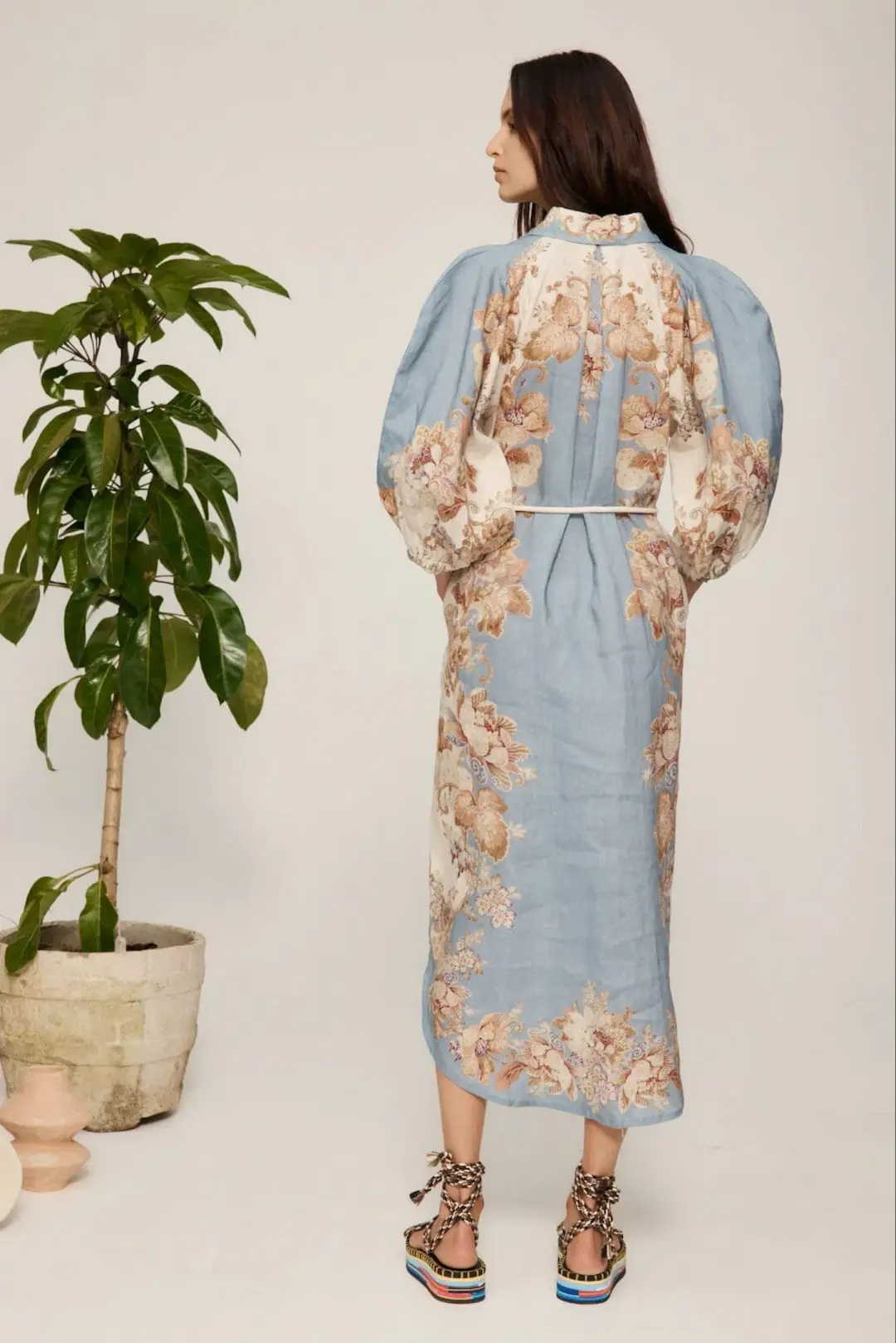 Alemais Blythe Midi Shirtdress Sky Blue Size AU 6 for rent on The Volte - main image