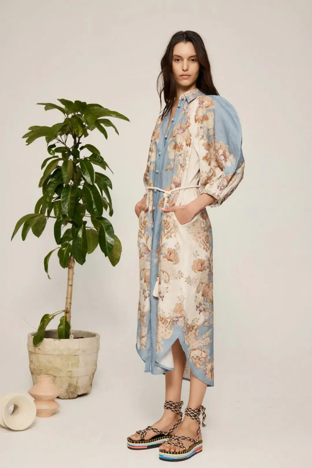 Alemais Blythe Midi Shirtdress Sky Blue Size AU 6 for rent on The Volte - main image