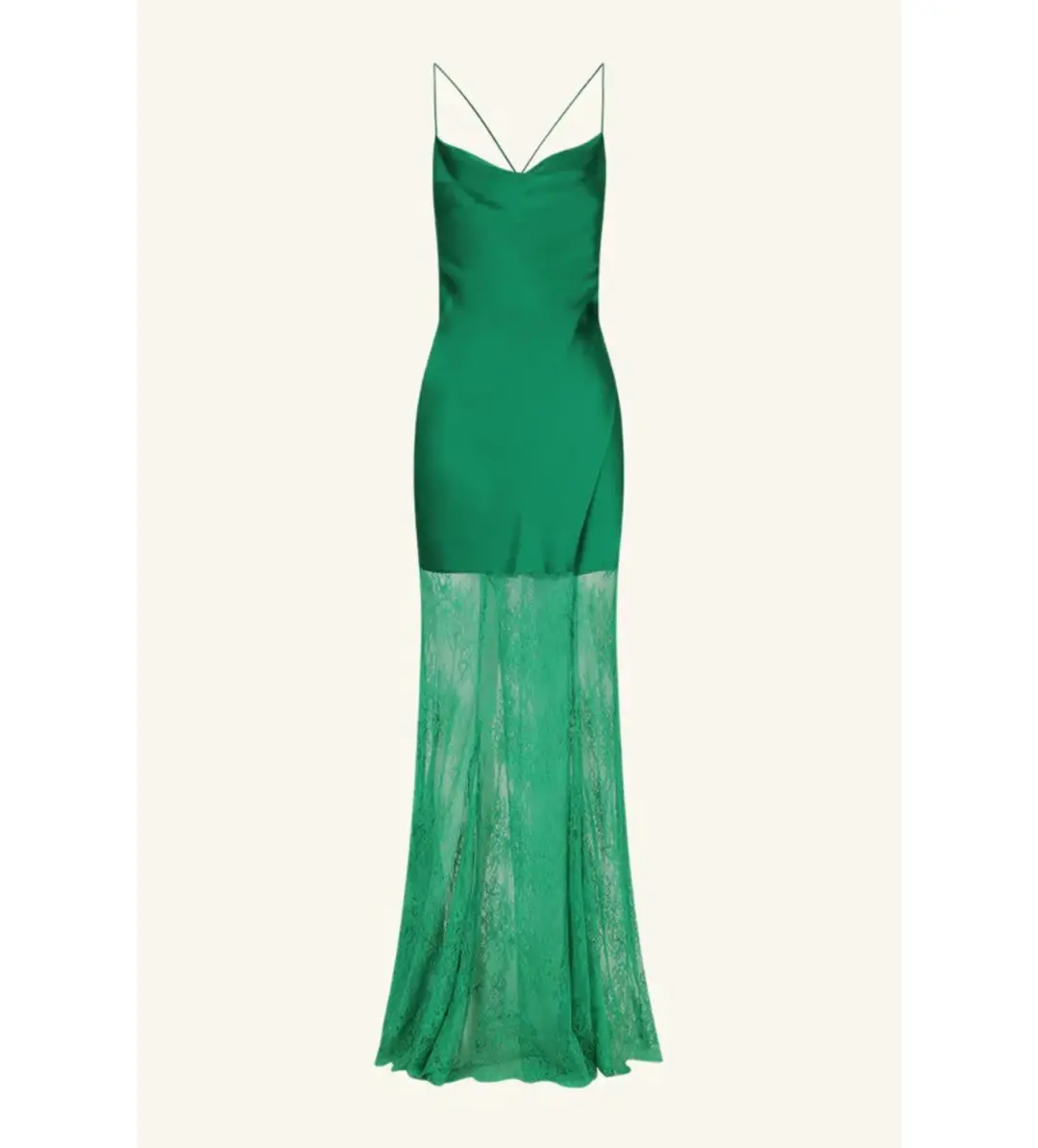 Shona Joy Elle Silk Lace Cowl Maxi Dress Emerald Green Size AU 10 for rent on The Volte - main image