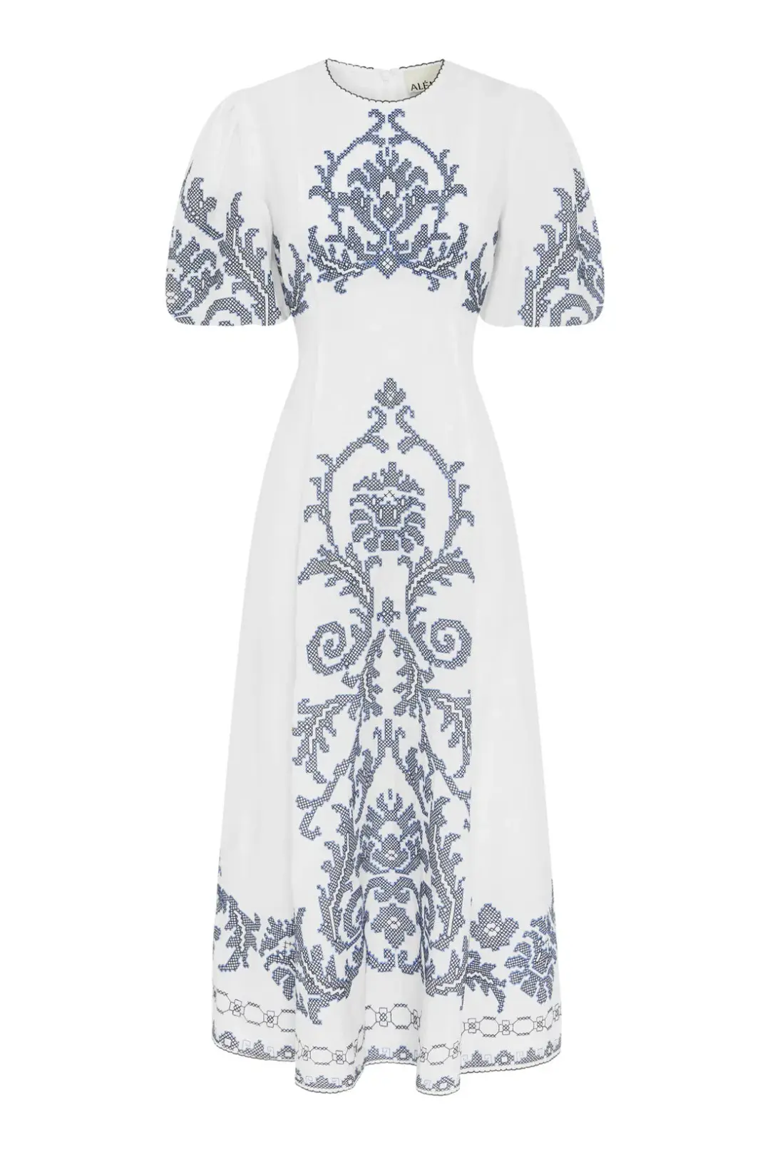 Alemais Hazel Embroidered Midi Dress White Print Size 14 for rent on The Volte - main image