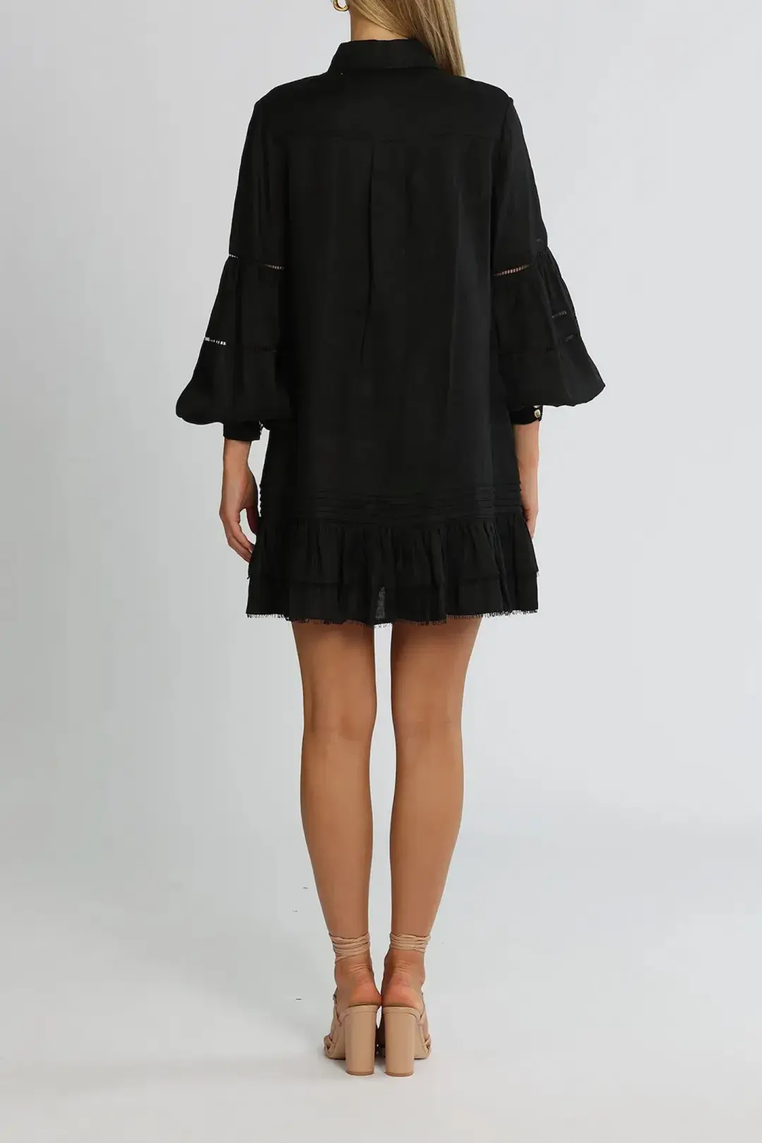 Aje Lotus Shirt Dress Mini Black Size AU 4 for rent on The Volte - main image