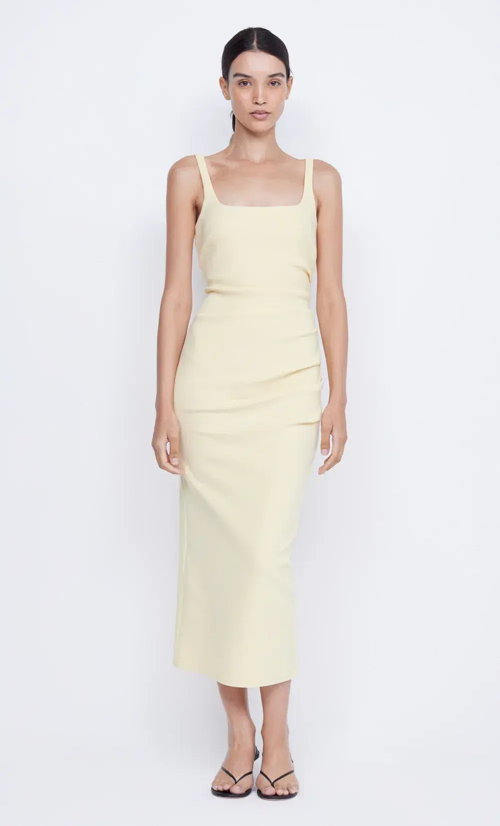 Bec & Bridge Karina Tuck Midi Dress Butter Yellow Size 6 for rent on The Volte - main image