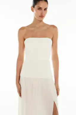 Manning Cartell Double Time Pleat Strapless Maxi White Size 6