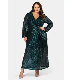 Curve Project by Pink Dusk All I Want Sequin Maxi Dress Green Size AU 18