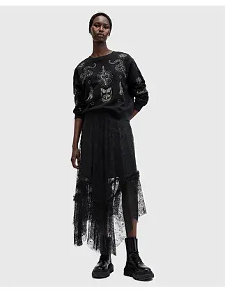 Allsaints Josie Lace Skirt Black Size 10 for rent on The Volte - main image