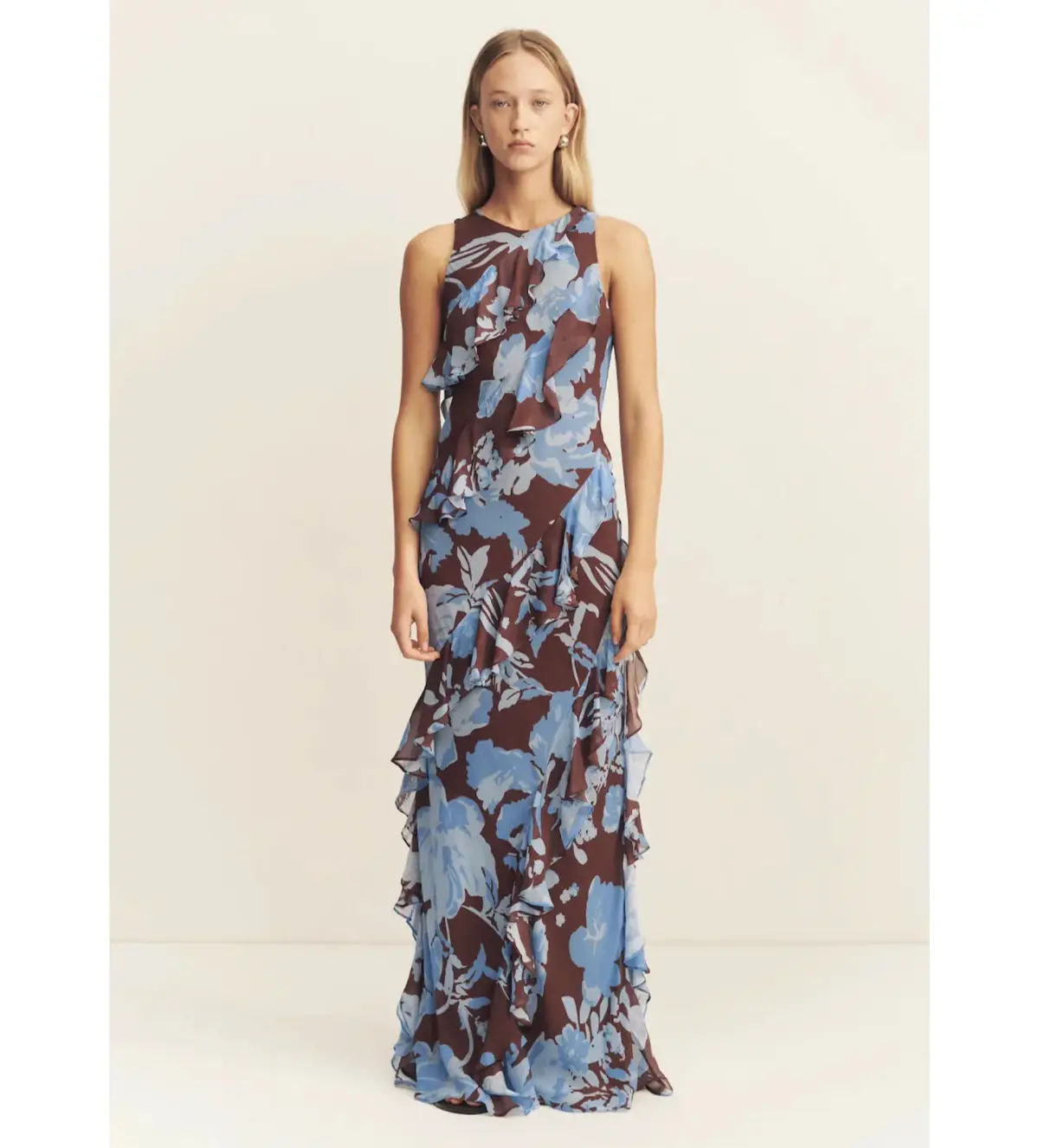 Shona Joy Olson Ruffle Maxi Dress Arcadian Floral Size 10 - Image 1