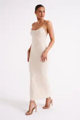 Meshki Brianna Sequin Maxi Dress Cream Size 8 for rent on The Volte - image 4