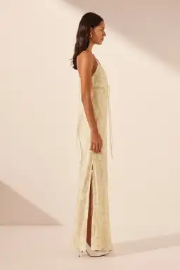 Shona Joy Plunged Slip Tie Maxi Dress Medina Print Size 4 for rent on The Volte - image 4