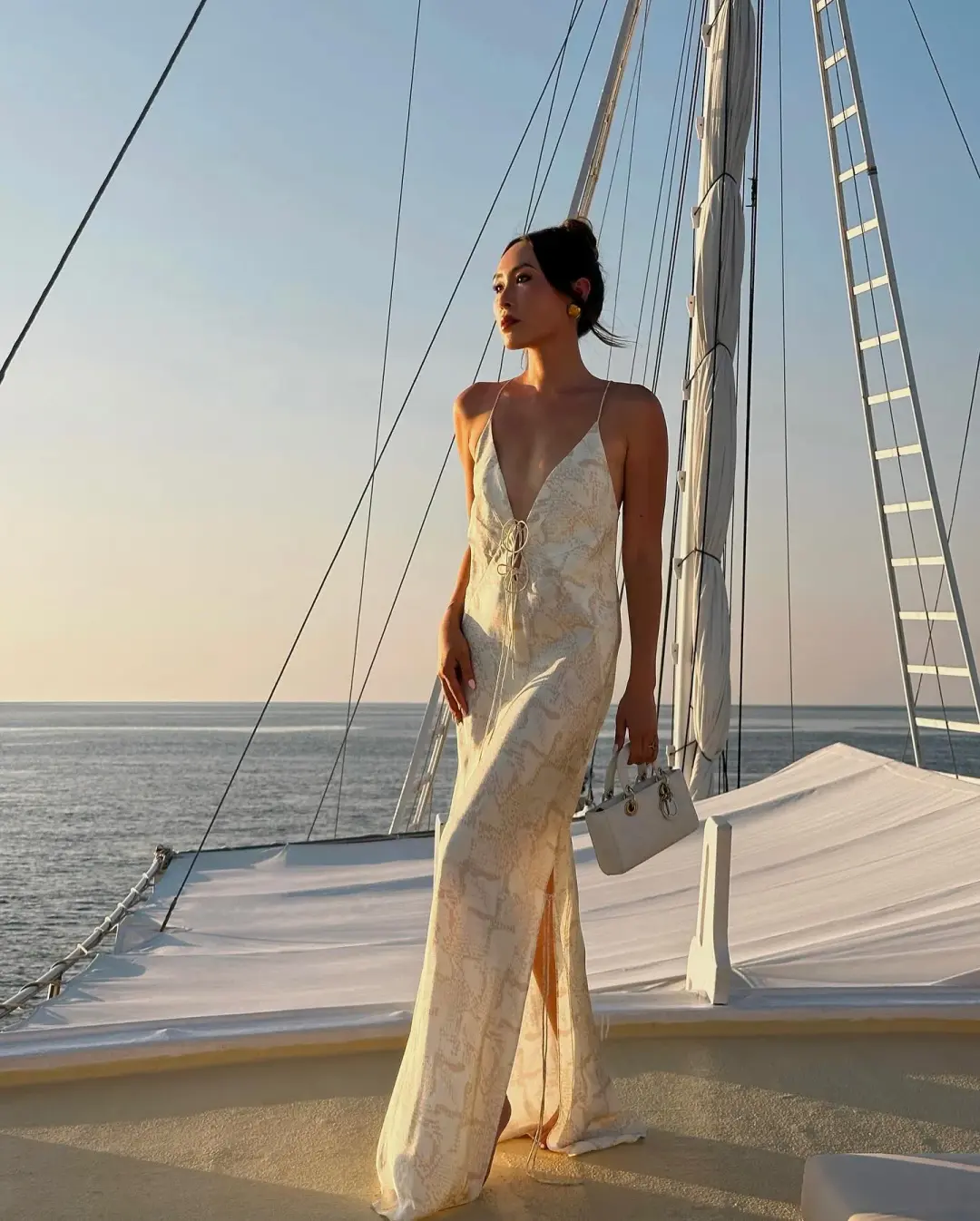 Shona Joy Plunged Slip Tie Maxi Dress Medina Print Size 4 for rent on The Volte - main image