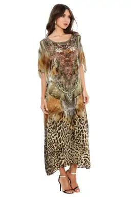 Camilla El Salvaje Round Neck Kaftan Maxi Multi One Size for rent on The Volte - image 2