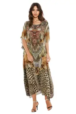 Camilla El Salvaje Round Neck Kaftan Maxi Multi One Size for rent on The Volte - image 1