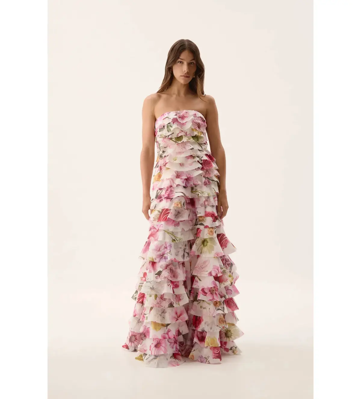 Aje Fleur Pleated Gown in Collage Floral Size AU 8 - Image 1