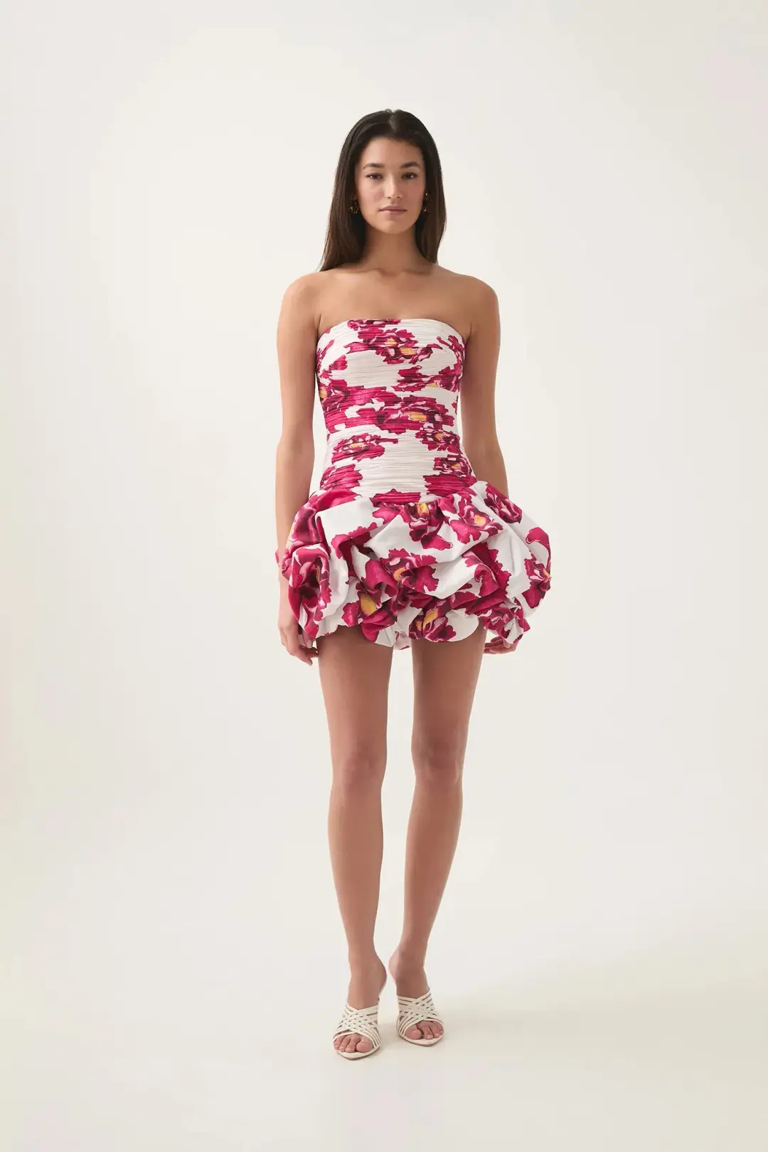 AJE Violette Bubble Hem Mini Dress Boldly Bloom Size AU 8 for rent on The Volte - main image