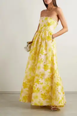 Zimmermann Wonderland Strapless Maxi Dress Daffodil Floral Print Size 0 / AU 8 for rent on The Volte - image 1