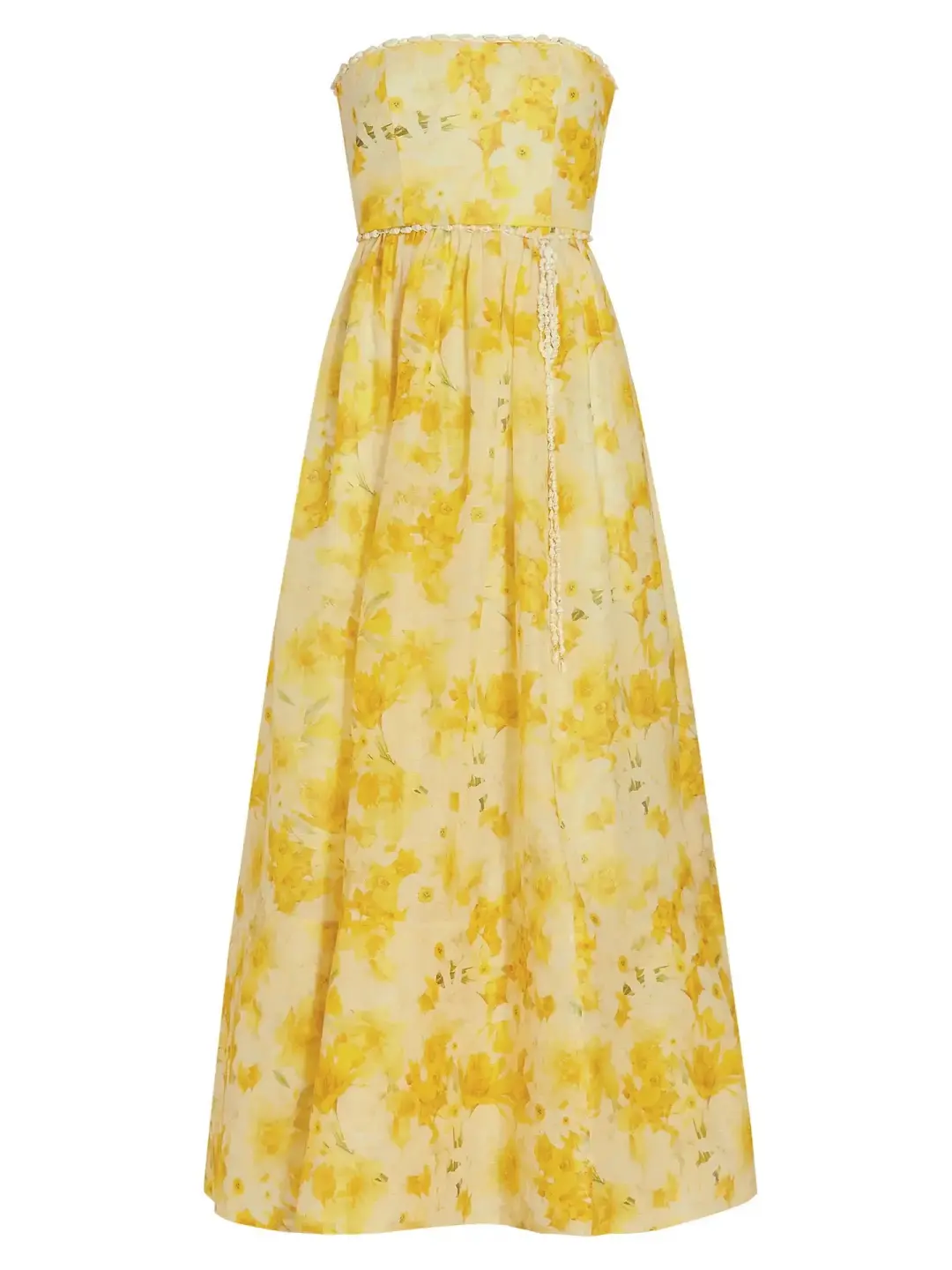 Zimmermann Wonderland Strapless Maxi Dress Daffodil Floral Print Size 0 / AU 8 for rent on The Volte - main image