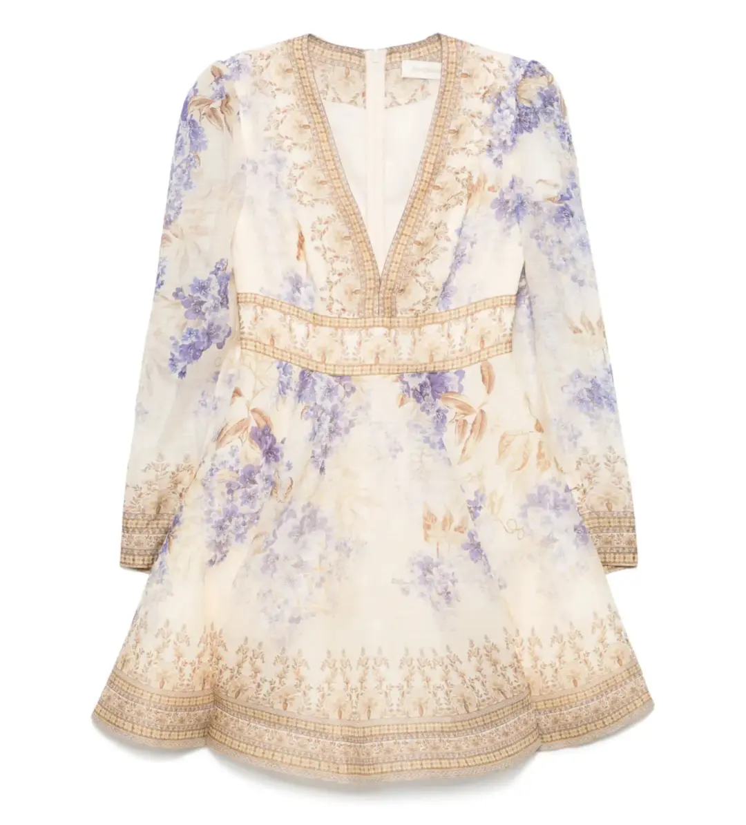 Zimmermann Dawning Plunge Mini Dress Multi Hydrangea Size 2/AU 12 for rent on The Volte - main image
