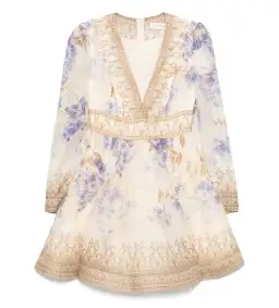 Zimmermann Dawning Plunge Mini Dress Multi Hydrangea Size 2/AU 12 for rent on The Volte - image 5