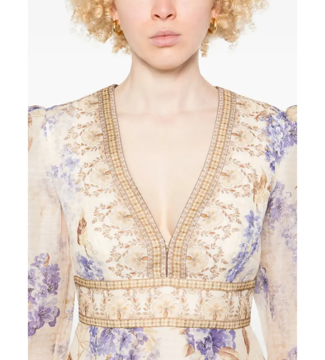 Zimmermann Dawning Plunge Mini Dress Multi Hydrangea Size 2/AU 12 for rent on The Volte - main image
