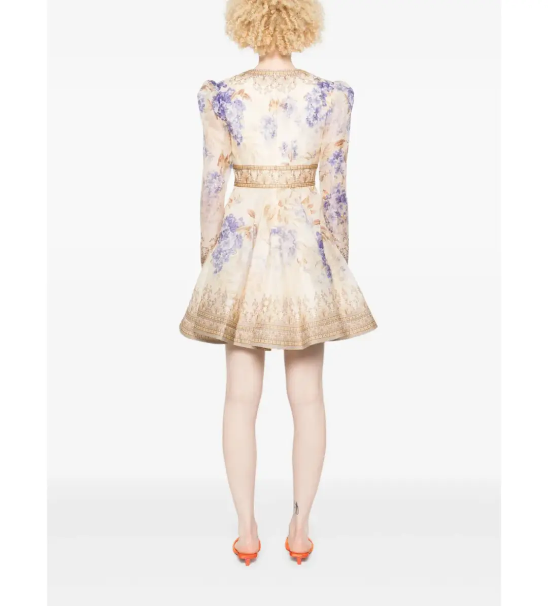 Zimmermann Dawning Plunge Mini Dress Multi Hydrangea Size 2/AU 12 for rent on The Volte - main image