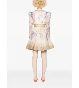 Zimmermann Dawning Plunge Mini Dress Multi Hydrangea Size 2/AU 12 for rent on The Volte - image 3