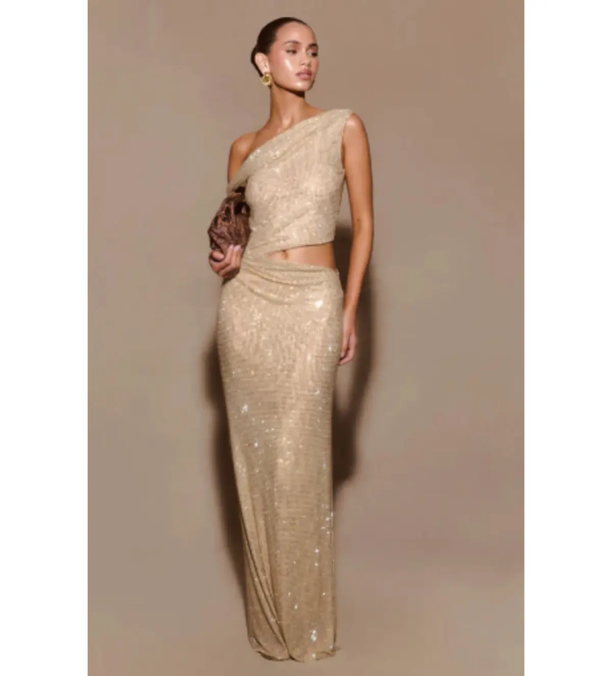 Meshki Kenny Diamante Maxi Gown Gold Size 4 - Image 2