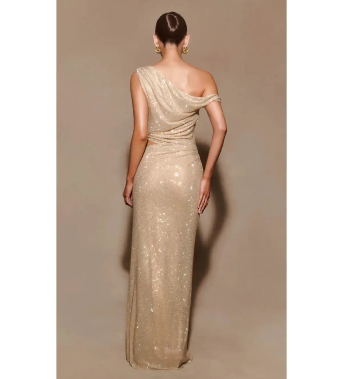 Meshki Kenny Diamante Maxi Gown Gold Size 4 - Image 6
