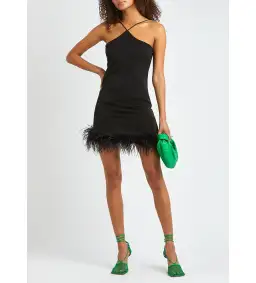 De La Vali Halter Neck Mini Dress With Black Feather Black Size 10 for rent on The Volte - image 1