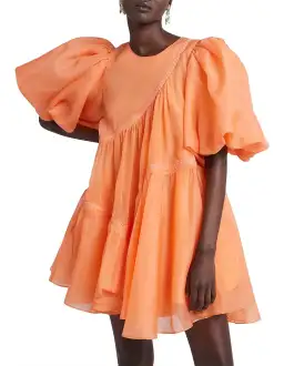Aje Riviera Puff Sleeve Mini Dress Orange Size 6
