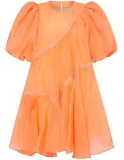 Aje Riviera Puff Sleeve Mini Dress Orange Size 6