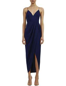 Shona Joy Core Cocktail Draped Dress Navy Size 8 for rent on The Volte - image 1